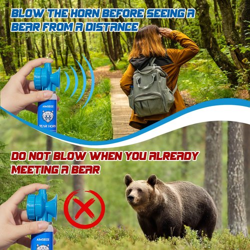 AIMSEIZE Bear Horn for Self Defense: 1.4oz Air Horn to Scare Bears, 120dB Heard Up to 1/2 Mile Away, Bear Horn for Hiking Camping Climbing Survival Biking and Outdoor Protection (2 Packs)