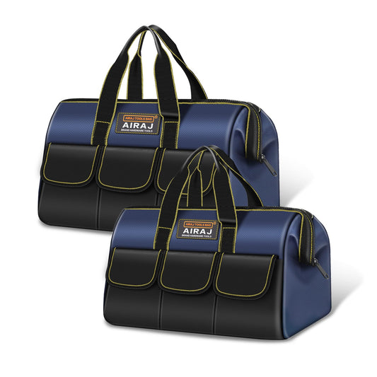 Tool Bag 2-Pack Set | AIRAJ 14" & 16" Portable Tool Bag | Wide Mouth Tool Bags for Men and Women | Small Tool Tote | Tool Organizer for Home Repairs,Garage Storage,Professional Work | Tool Box
