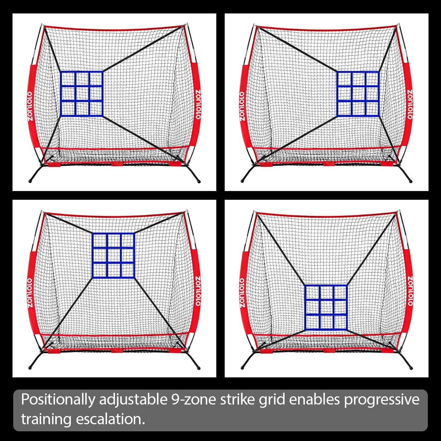 Skiennix Portable Baseball & Softball Net - Sturdy Bow Frame with Batting Tee & Ball Caddy | 6x6ft Size, Ideal for Kids