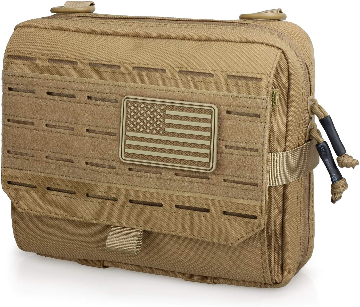 WYNEX Tactical Admin Pouch - Tri-Fold Design, MOLLE Tool Organizer & First Aid Utility Bag | Includes U.S.A Flag Patch