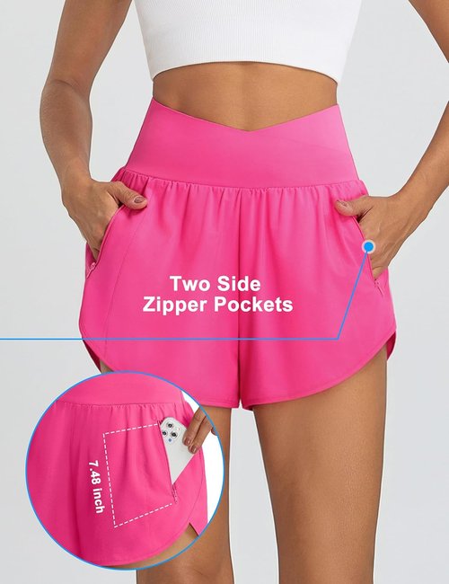 BMJL Women's Athletic Shorts High Waisted Running Short Pockets Gym Elastic Quick Dry Workout Shorts 2.5"