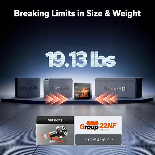 Litime 12V 100Ah Xtra Mini LiFePO4 Battery - Bluetooth, 15000 Deep Cycle, 100A BMS & Low Temp Protection for RVs & Marine