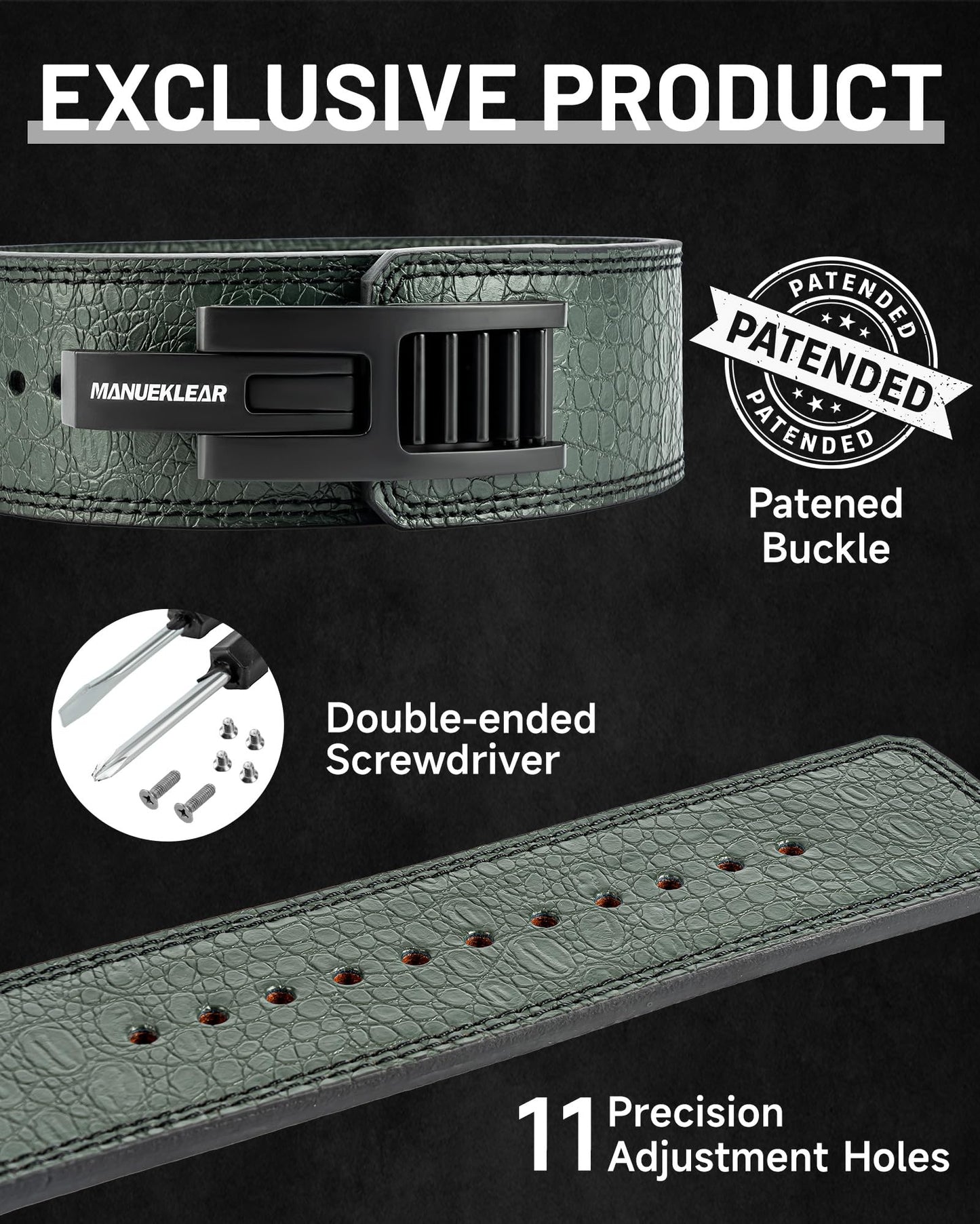 MANUEKLEAR Lifting Belt Lever for Men Women, 10mm Quick Locking Lever Belt Weightlifting with Adjustable Buckle, Lever Weight Lifting Belt for Powerlifting & Deadlifts