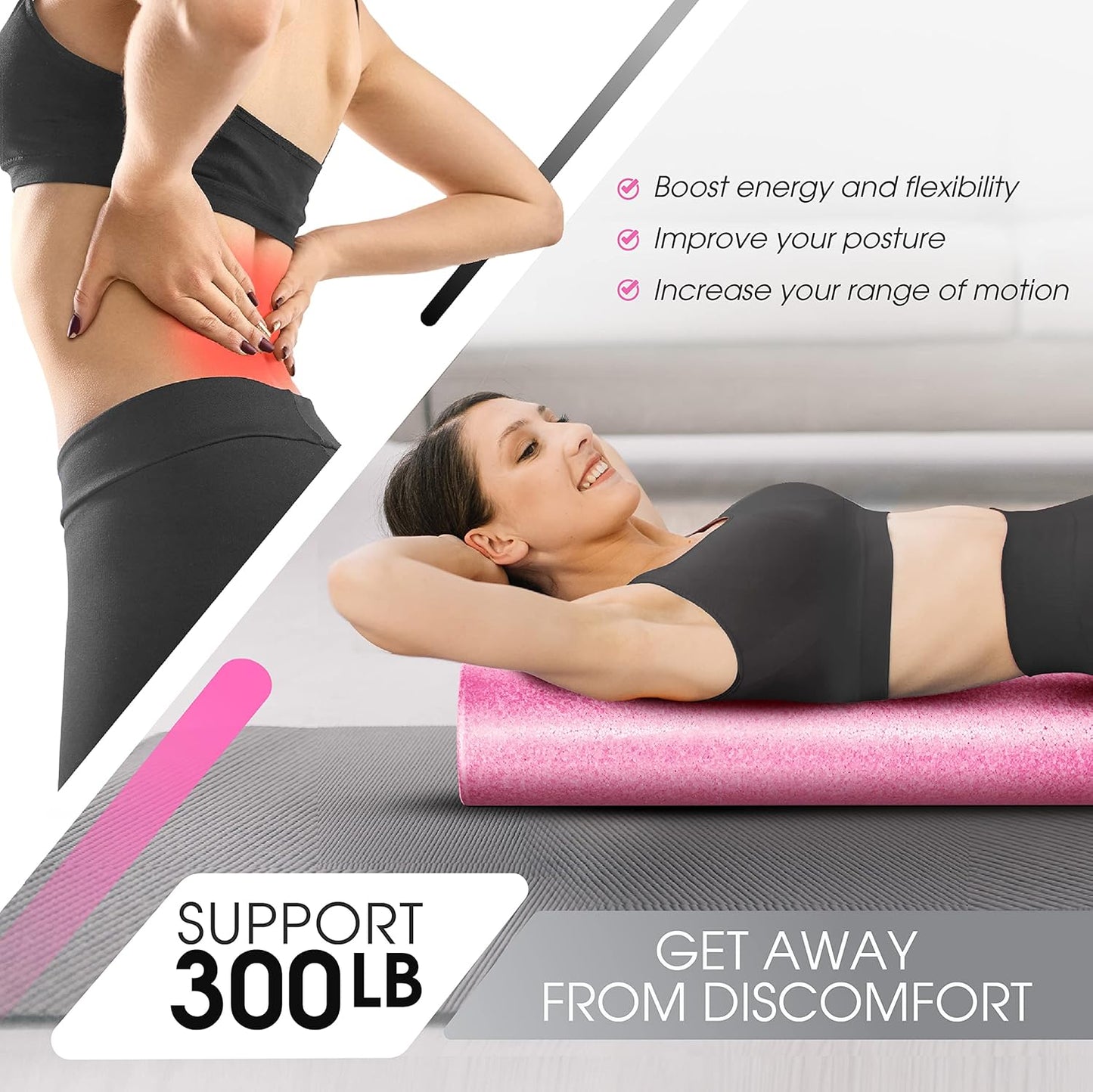 Yes4All High-Density EPP Foam Roller - Perfect for Yoga, Pilates & Stretching | Available in 12, 18, 24, 36 Inch
