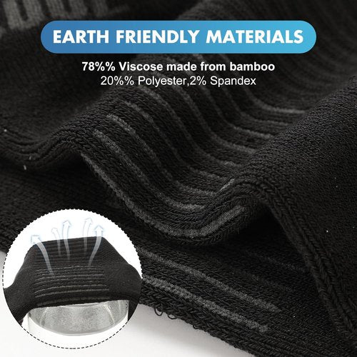BAMBOO COOL Men's Ankle Running Socks - Cushioned, Moisture-Wicking, Arch Support | 6 Pack