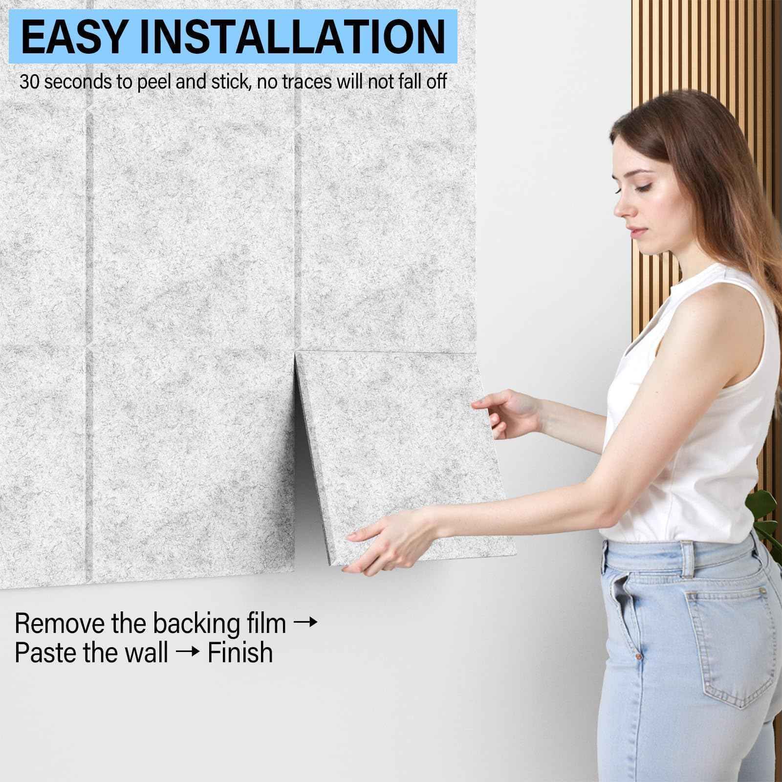 Baysola Large Cork Boards for Walls – 48 x 36 Self Adhesive Felt Wall Tiles, Ideal for Office Wall Organizing Bulletin Board, Easy to Install Cork Boards Felt Board