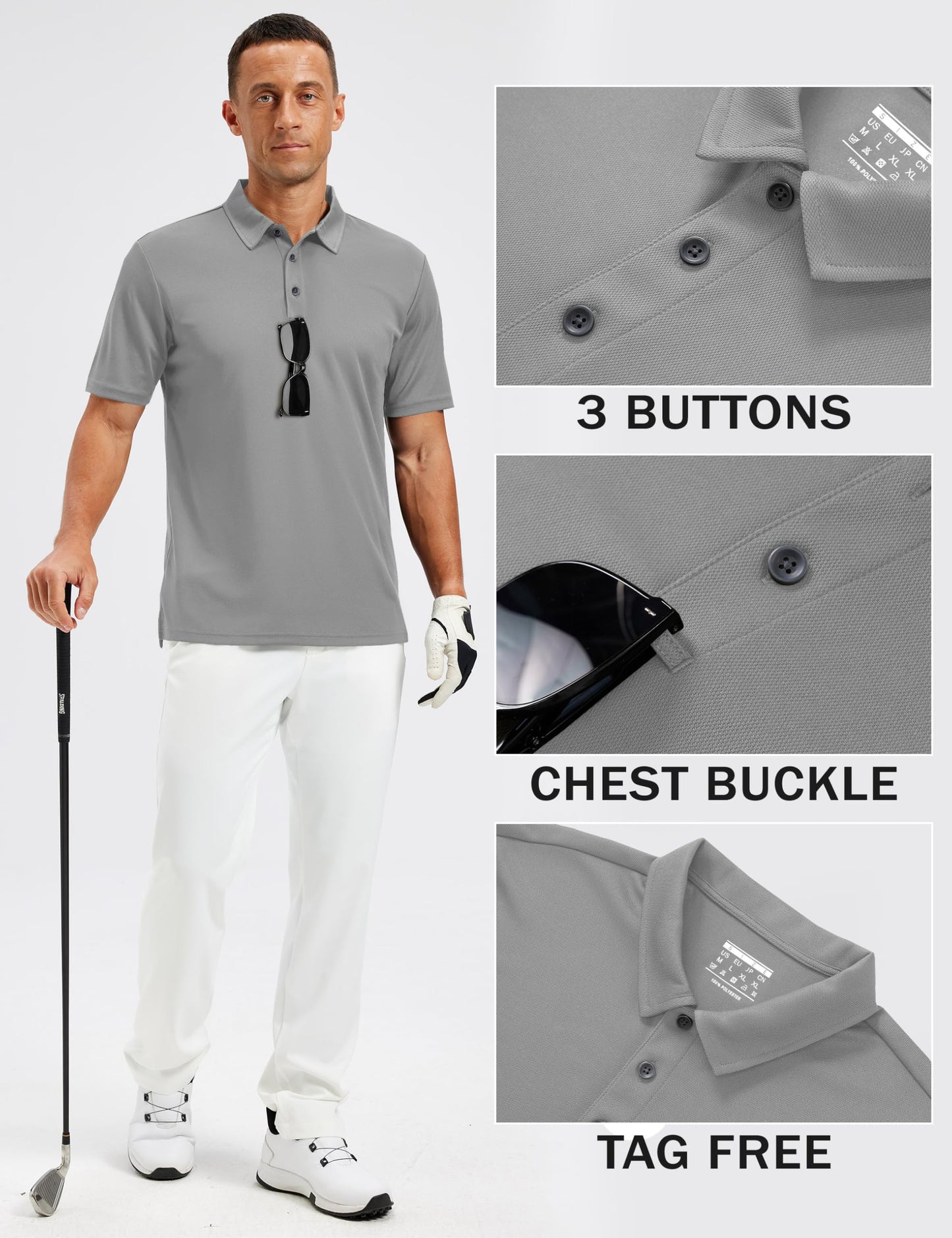 TACVASEN Dry Fit Polo Shirts for Men Short Sleeve Performance Golf Tops