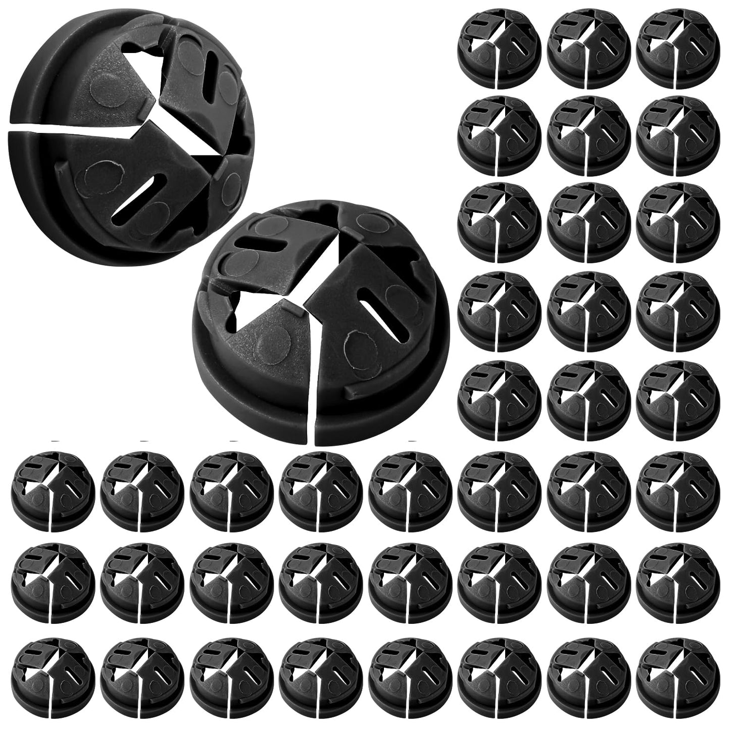 50pcs Push-in Cable Connectors, 3/8 Inch Trade Size Non-Metallic Push In Connector Plastic Electrical Box Wire Inserts Button Push-in NM Cable Clamps Connector for 1/2 Inch Knockouts (Black)