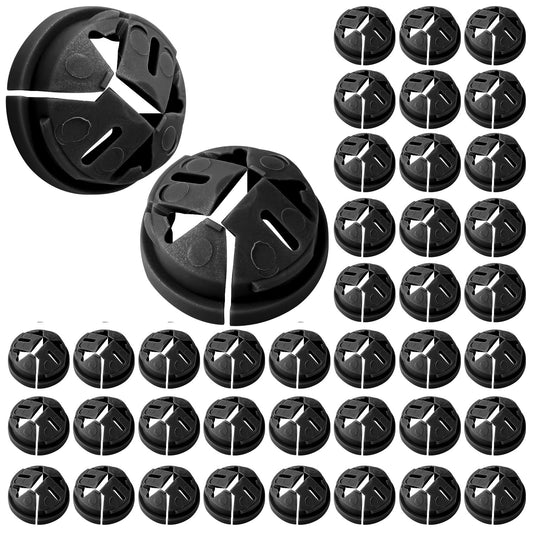 50pcs Push-in Cable Connectors, 3/8 Inch Trade Size Non-Metallic Push In Connector Plastic Electrical Box Wire Inserts Button Push-in NM Cable Clamps Connector for 1/2 Inch Knockouts (Black)