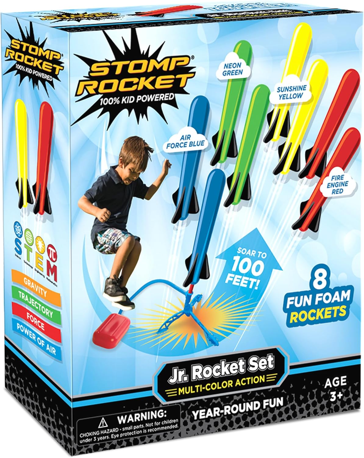 Stomp Rocket Jr. Multi-Color Rocket Launcher - Fun Outdoor STEM Toy for Kids | Soars Up to 100 Feet, Ages 3+