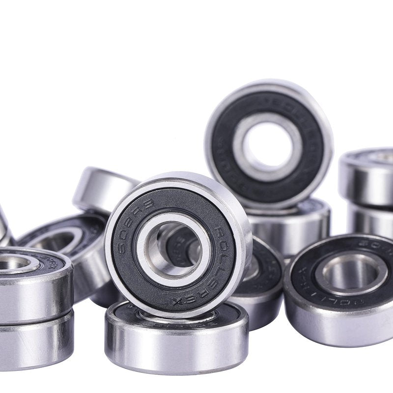 Rollerex Titan 608-2RS Pre-Lubricated Skate Wheel Bearings – for Roller Skates, Inline Skates, Roller Blades, Scooters, RipStiks & Skateboards (Chrome Steel, 20-Pack)
