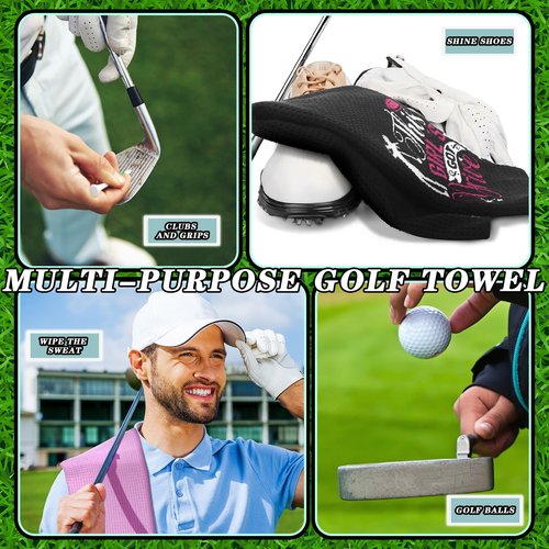 Hosuly 6 Pcs Embroidered Funny Golf Towel with Clip Golf Gifts for Girl Bag Accessories for Balls Women Mom Wife Girlfriend Club Fan Birthday Gift, 6 Colors