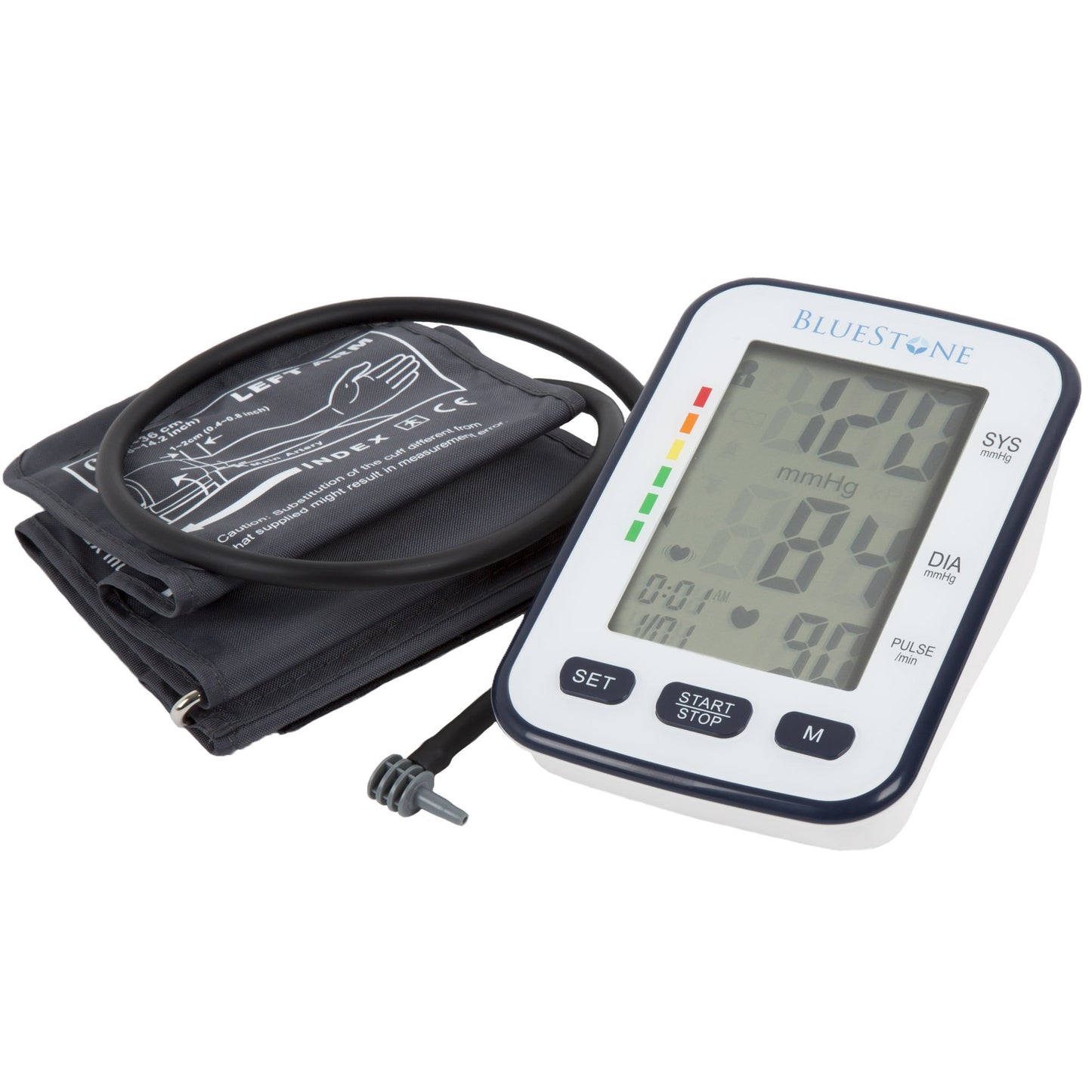 Bluestone Automatic Blood Pressure Cuff - Electronic Digital Blood Pressure Cuff Wrist and Upper Arm Heart Monitor with LCD Screen - Personal Health Tracking Device for Hypertension