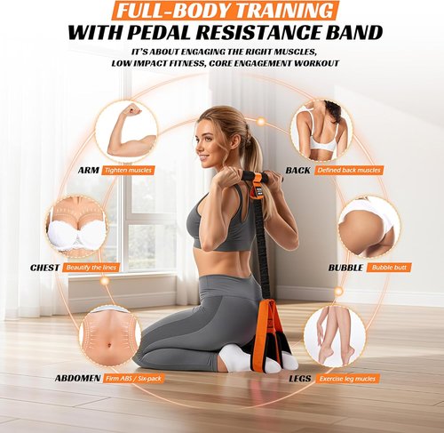 KUTIZE Multifunction Resistance Band - Upgraded Soft Foot Pedal for Full-Body Workouts | Home Gym Essentials