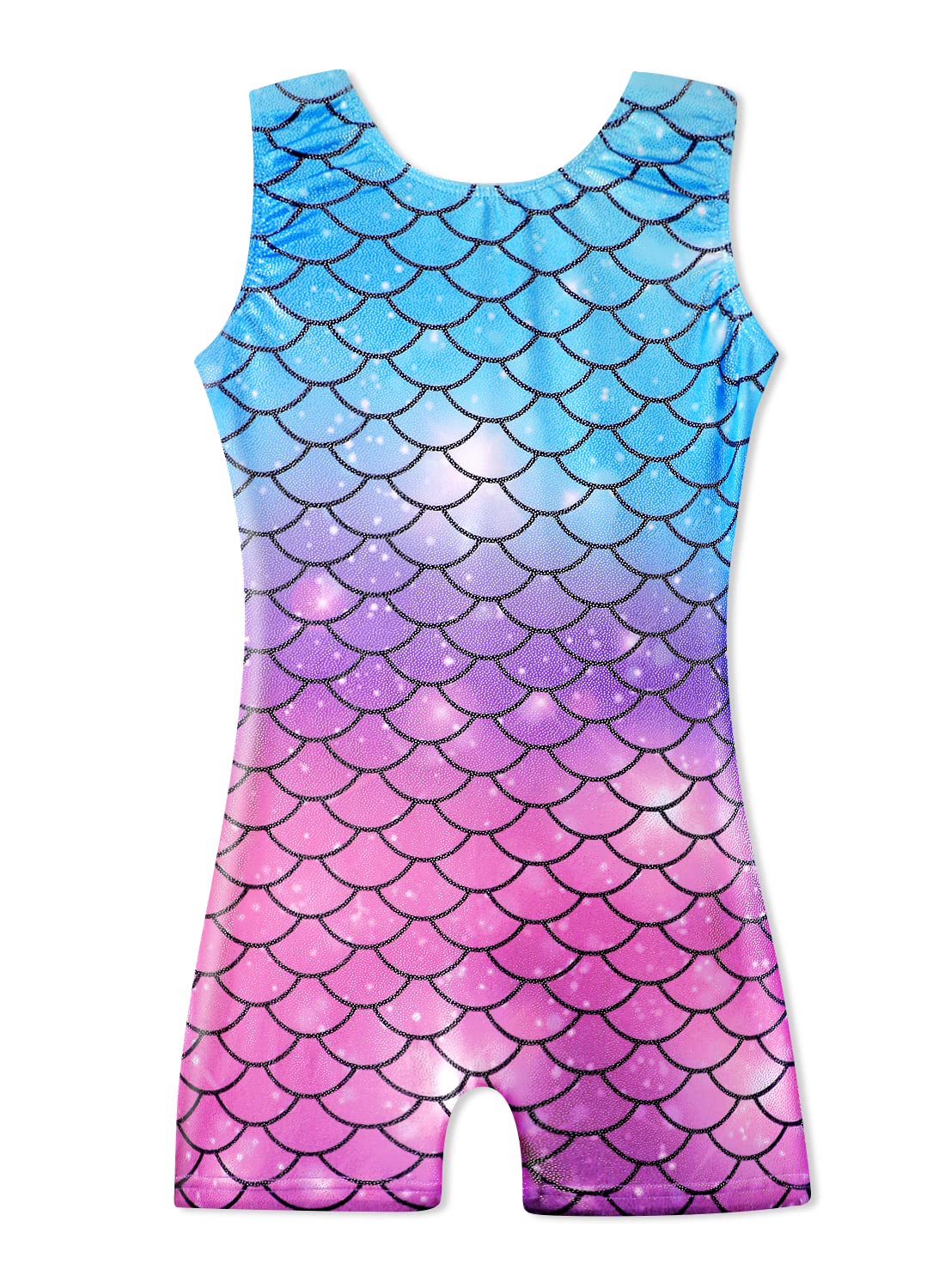 HOZIY Girls Gymnastics Leotards with Shorts for Toddlers 3t 4t Rainbow Mermaid Pink Aqua Blue Purple Pinkish Kids Leo Tumbling Outfits Leotardos Para Gimnasia Ninas