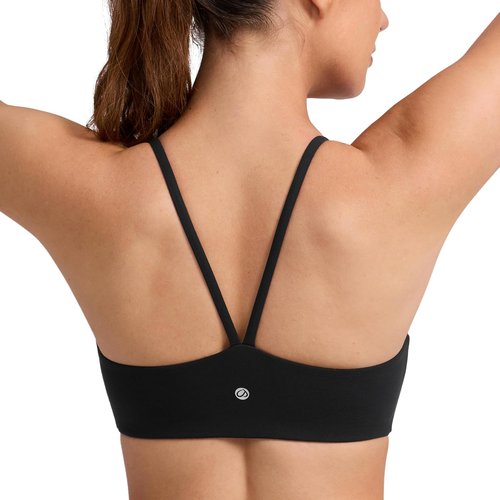 CRZ YOGA Sports Bra - Butterlift Double Lined V Back Design | Wireless Scoop Neck Yoga Top for Women