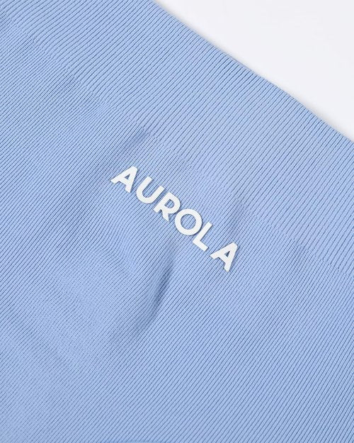 AUROLA Workout Shorts for Women - High Waisted V-Shape Seam | Embossed Logo Athletic Fitness Shorts