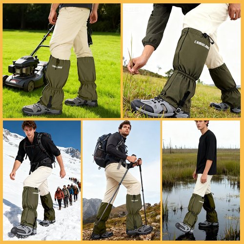 CAMULAND Leg Gaiters for Men and Women, Durable 900D Oxford Water-Resistant Boot Gaiters for Hunting & Hiking, Adjustable Breathable Ankle Gaiters for Trail Running, Army Green