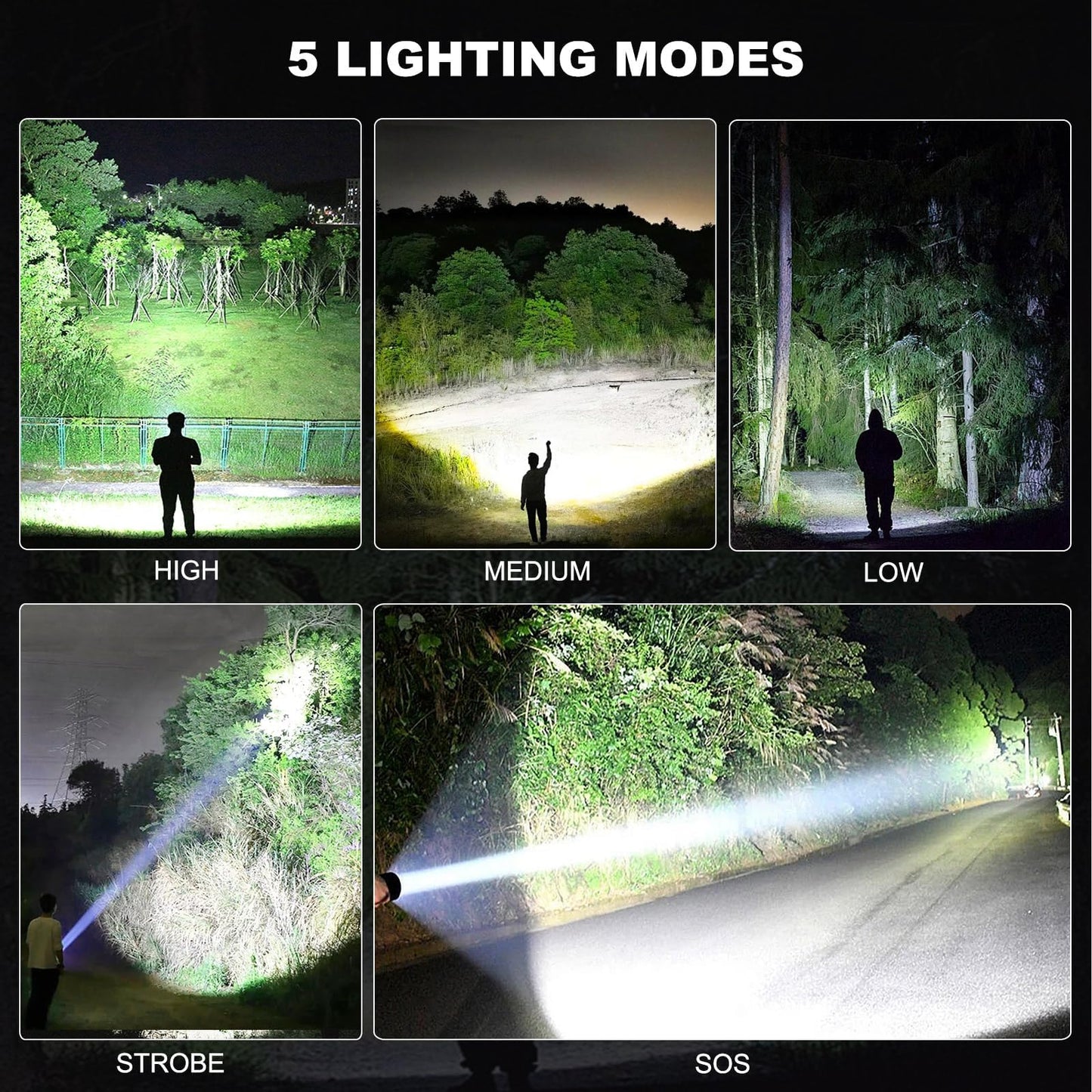3 Pack Rechargeable LED Flashlights High Lumens, 90,000LM Super Bright Flashlight, Adjustable 5 Modes Powerful Flash Light with USB Cable, Waterproof Handheld Flashlight for Home Camping Emergencies