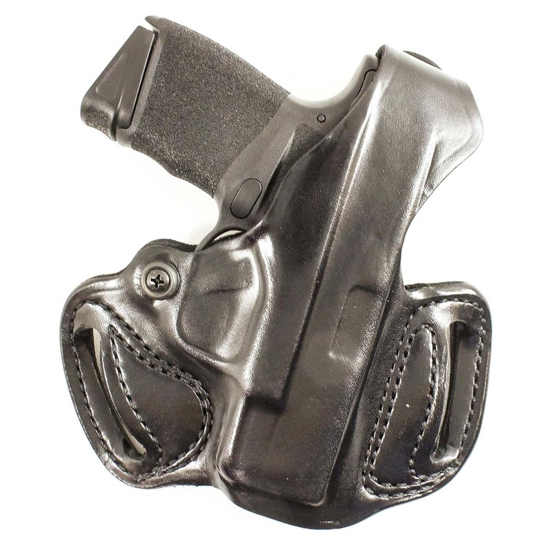 DeSantis Thumb Break Mini Slide - OWB Gun Holster, Belt Slide Leather Holster for Pistols, Tight Fitting, Quick Draw, Fits the Springfield Hellcat, Hellcat OSP - Left Hand Draw, Black