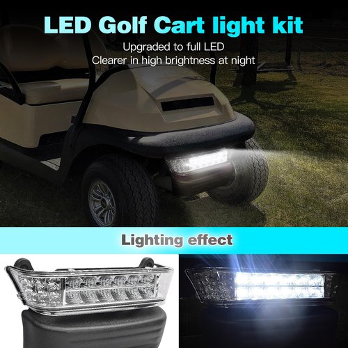 Nuojinsi Golf Cart LED Head Light with Bumper Replacement for Club Car Precedent 2004-UP Electric Golf Carts Front Replace Head Light 12V