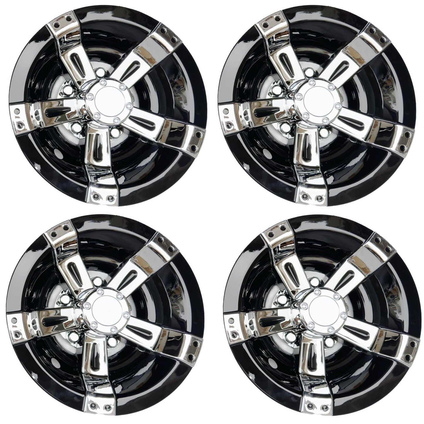 Dr.Acces Golf Cart 10" Wheel Covers Hub Caps W/Chrome Spokes for EZGO Cub Car Yamaha Golf Cart Set of 4pcs