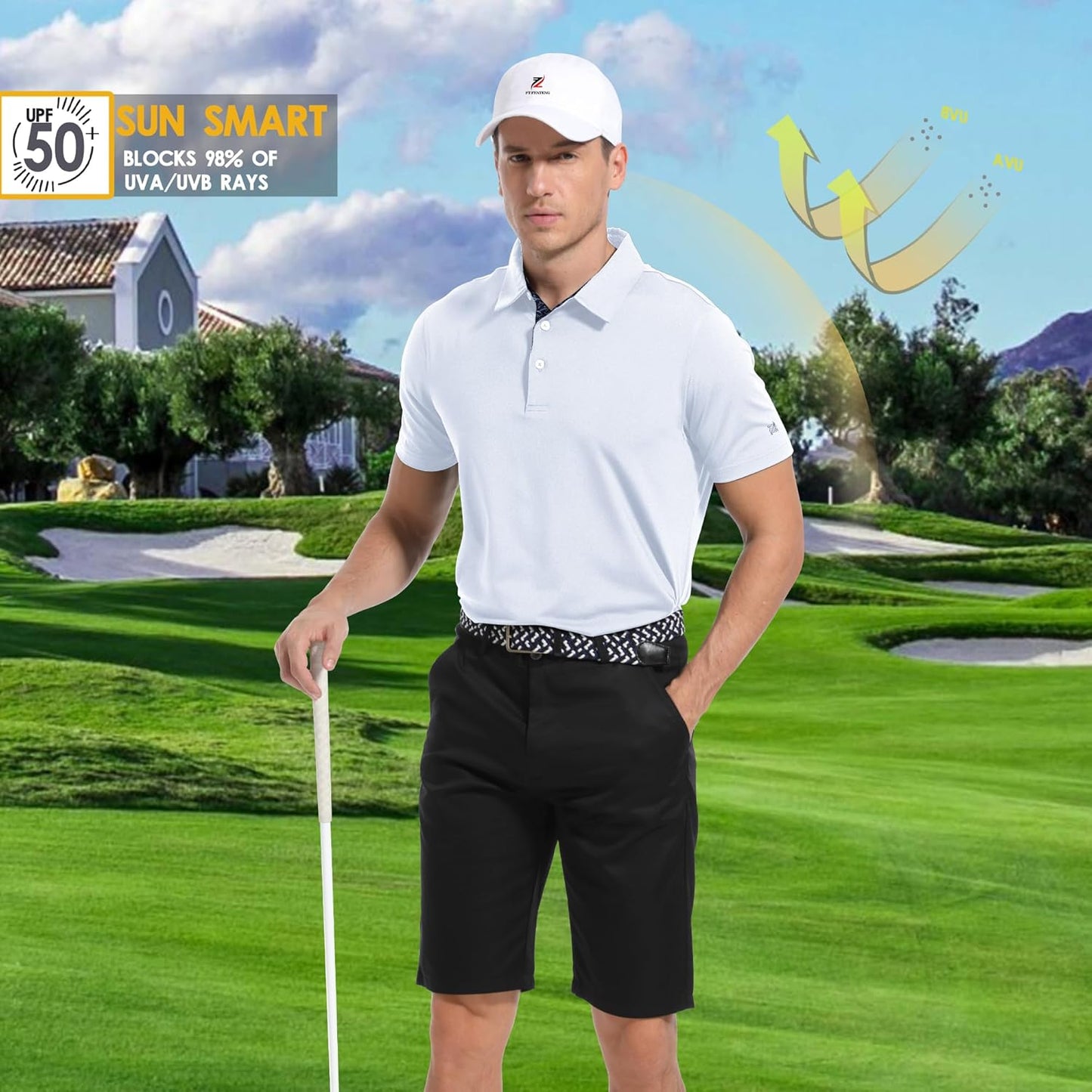 Skiennix Men's Polo Shirt - Short Sleeve Casual Dry Fit Golf Shirt | Stylish Solid Colors