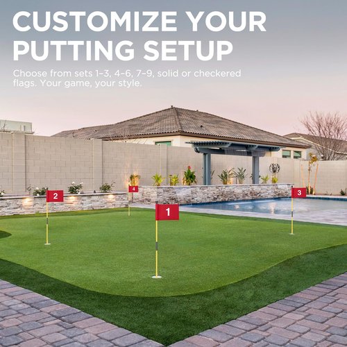 KINGTOP Miniature Golf Flagstick, Practice Putting Green Flags for Yard, Golf Pin Flag Hole Cup Set, Portable 2-Section Design, 3ft Flagpole, Indoor | Outdoor, Red Flag Numbered #1 2 3 4, 4-Pack