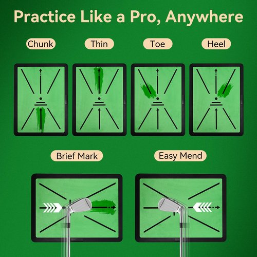 Golf Hitting Mat - 16"x12" Golf Practice Mat Golf Turf Mat, Swing Path Feedback System, Non-Slip Rubber Base, Practice/Training Gifts | Indoor/Outdoor Use Golf Gift for All Skill Levels