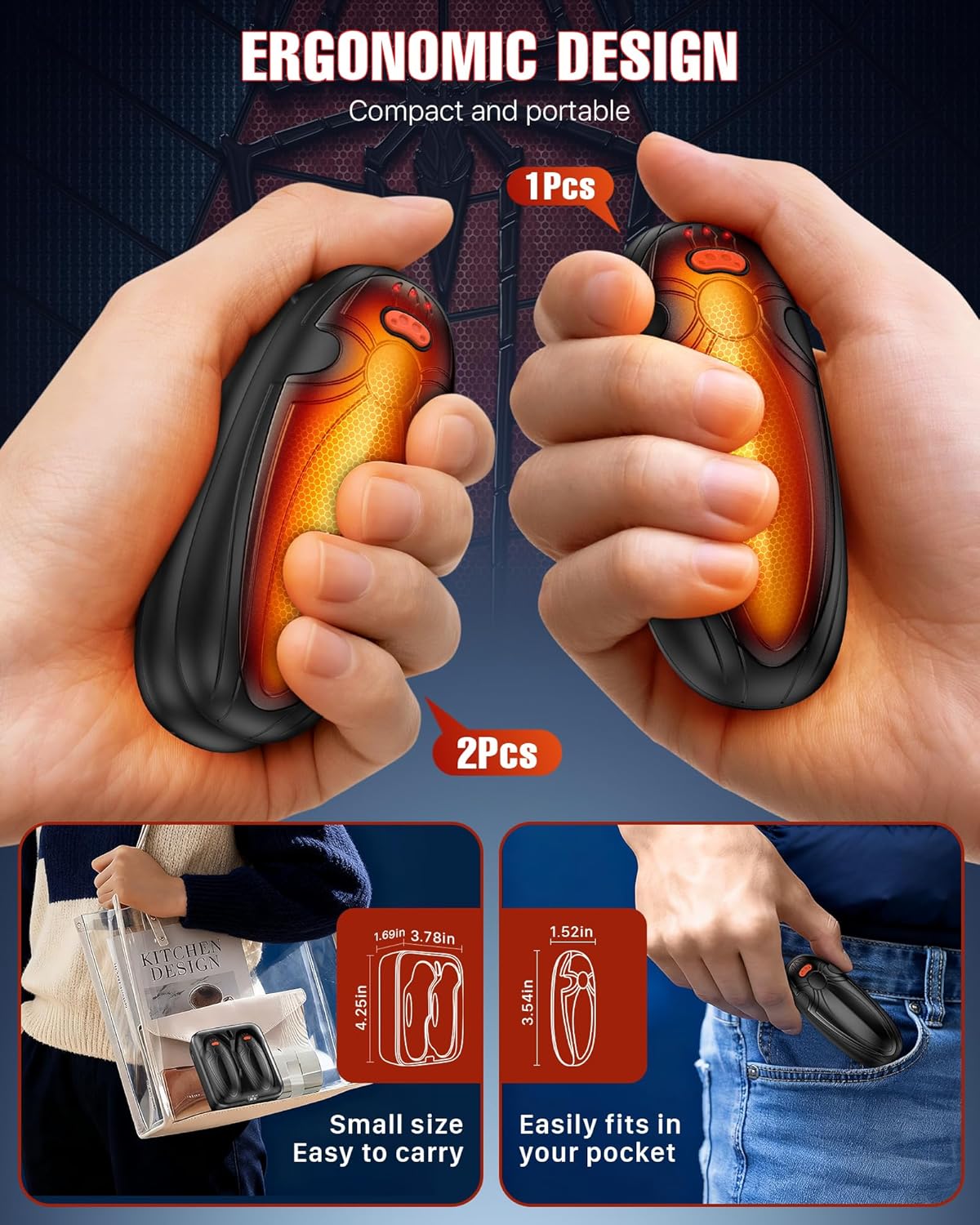 Skiennix Rechargeable Hand Warmers - 14000mAh Electric AI Pocket Heater with Charging Case | Perfect for Travel, Golf & Camping
