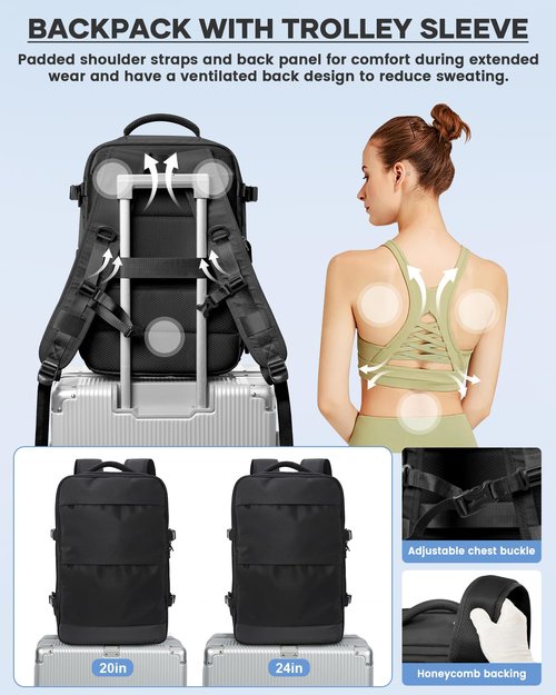 livbote Vacuum Backpack Travel with Pump, Travel Carry On Backpack with Vacuum Compression System, Mochila de viaje compresion al vacio - Black