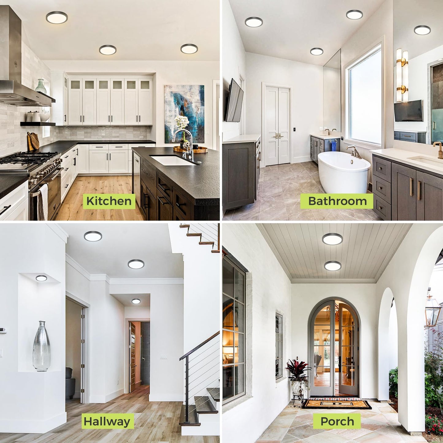 2PACK Flush Mount LED Ceiling Light Fixture - Black, 6.5Inch 12Watt, Dimmable & 3000K-4000K-6500K 3 Color Selectable Ceiling Lamp - 1200LM Low Profile Light for Kitchen, Bedroom, Hallway, Porch