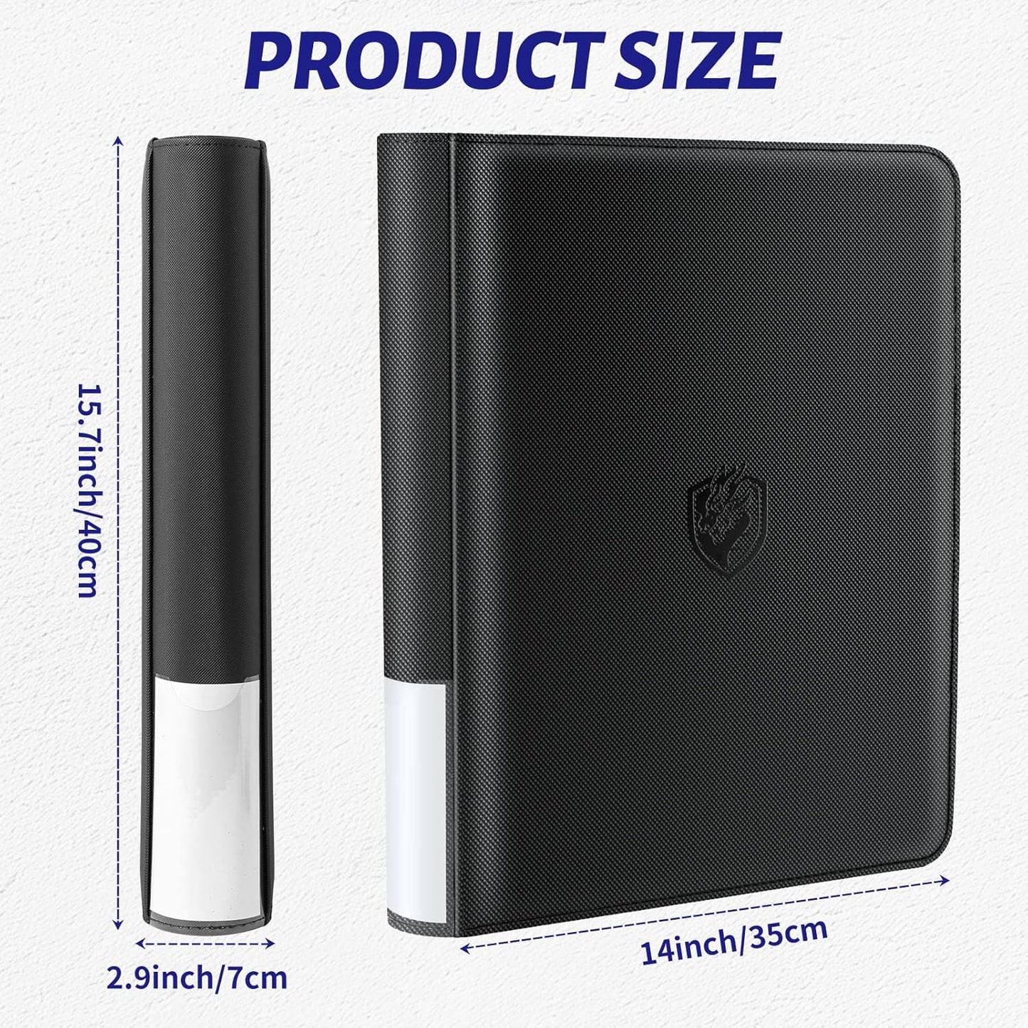 Skiennix Toploader Binder 2-Pack - Waterproof PU Leather, Anti-Yellowing Inserts | Black & Blue, Holds 648 Cards