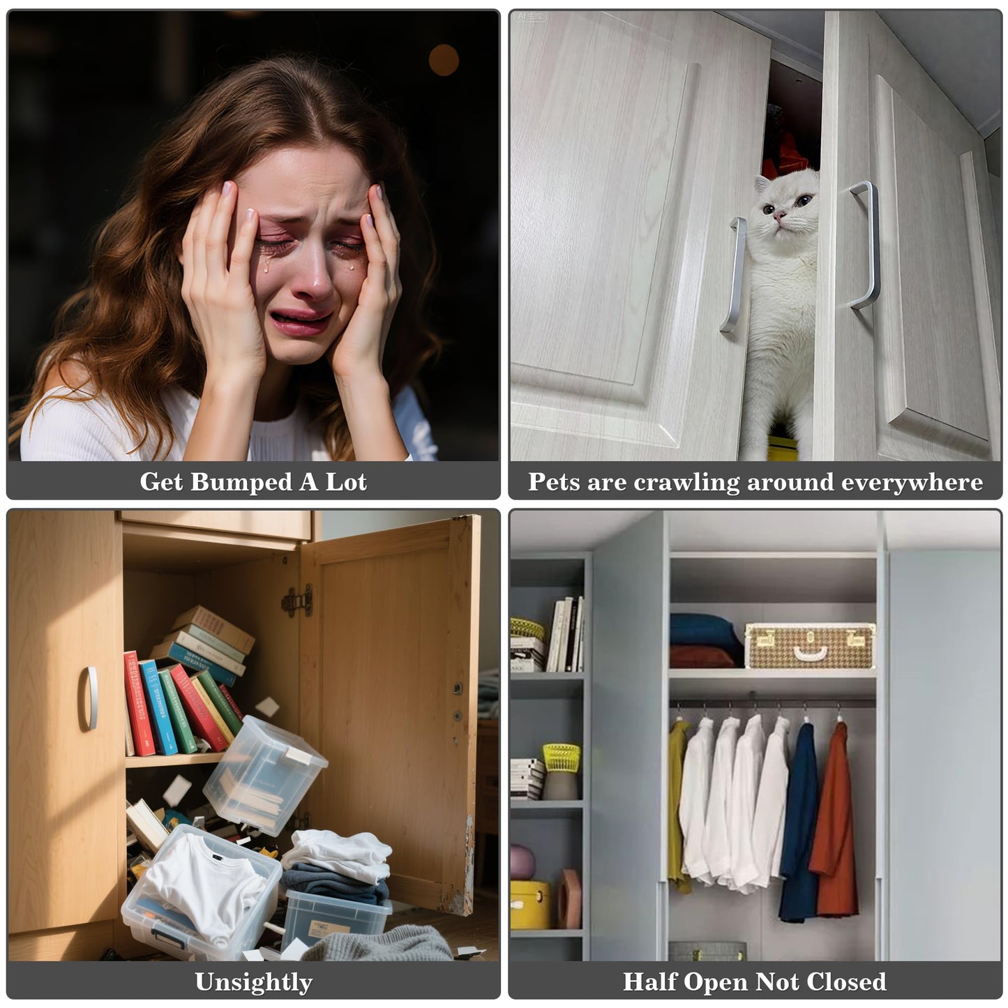 Alise Double Roller Catch Cabinet Latches,Adjustable Double Ball Tension Roller Catch Latch Brass Cabinet Door Latch,67mm Solid Metal Cabinet Latches and Catches,Pack of 4,Silver