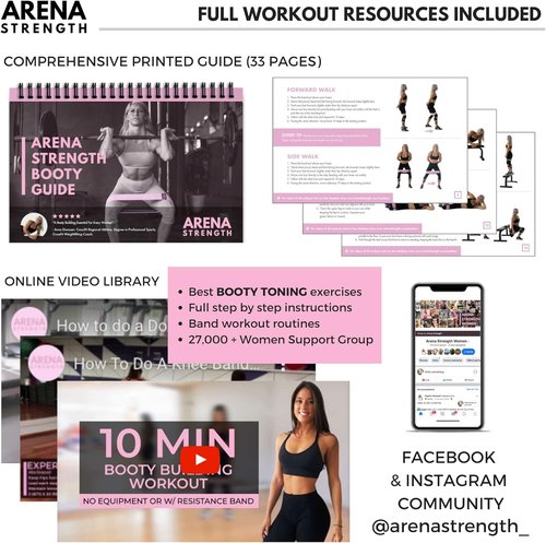 Arena Strength Fabric Booty Bands - Premium Fabric Resistance Bands for Legs & Butt | Includes Workout Guide & Carry Case