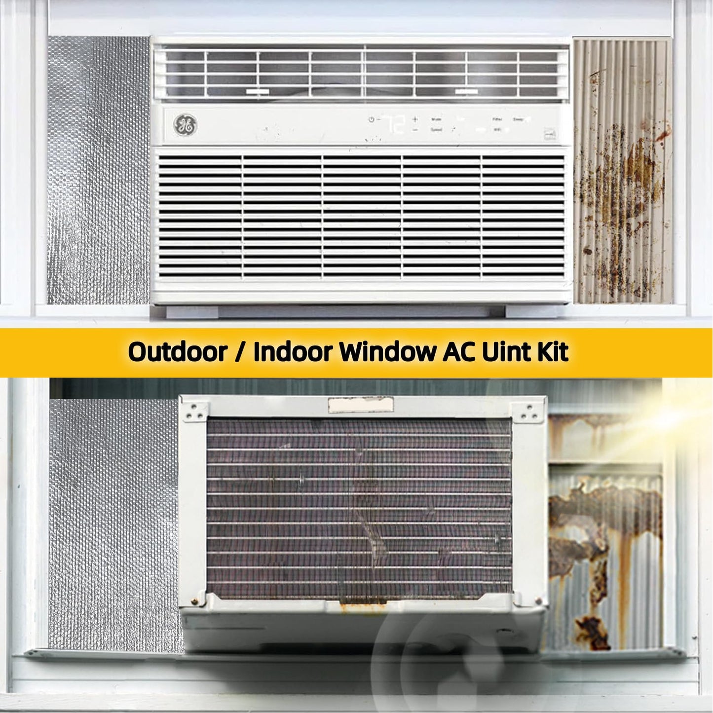 TWAKAP Super Age-Resistant AC Pipe Foam Insulation Tube Wrap Foil Fiberglass Tape,Add Weather-Resistant Layer For Pipe Insulation Foam Tube, Reflect 95%Thermal for HVAC Pipe,Window AC unit side panel