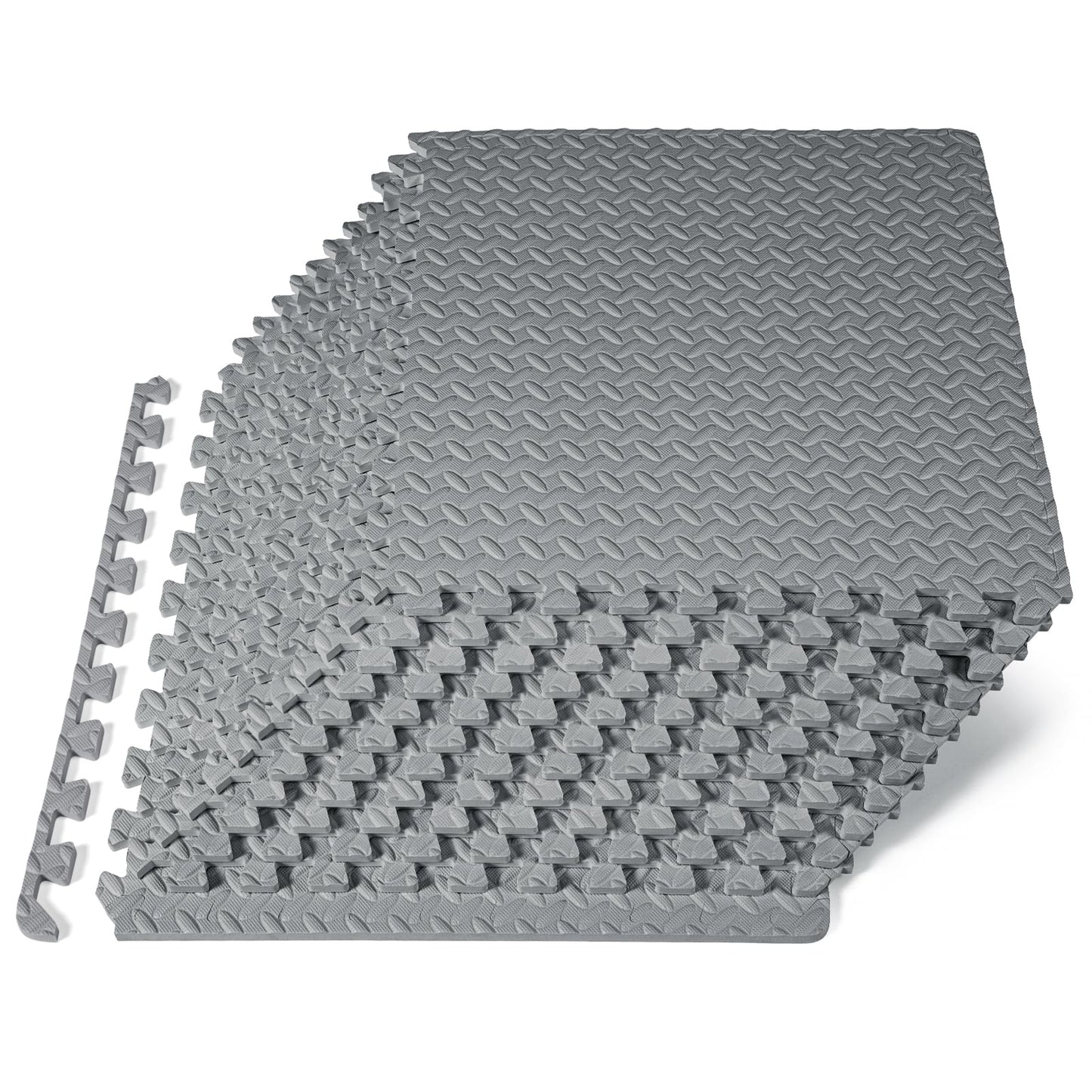 ProsourceFit Exercise Puzzle Mat ½-inch, EVA Interlocking Foam Floor Tiles for Home Gym, Workout Equipment, Kids Play Areas, Grey, 48 SQ FT - 12 Tiles
