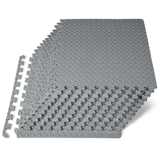ProsourceFit Exercise Puzzle Mat ½-inch, EVA Interlocking Foam Floor Tiles for Home Gym, Workout Equipment, Kids Play Areas, Grey, 48 SQ FT - 12 Tiles