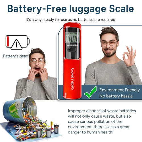 Battery-Free Luggage Scale by [Brand Name] - Portable Handheld Suitcase Scale, 110 lbs/50 kg Capacity