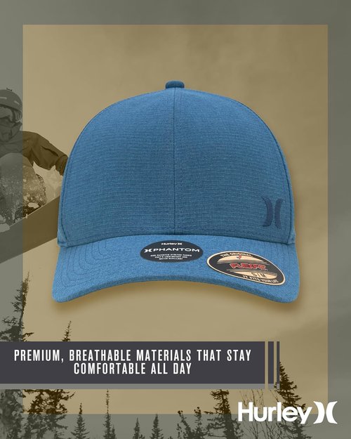 Hurley Men's Baseball Cap - Sweat-Wicking Fitted Hat for Ultimate Comfort | Sizes S-XL