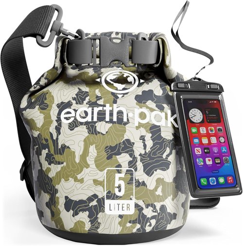 Earth Pak Waterproof Dry Bag - Roll Top Design Keeps Gear Dry | Includes Waterproof Phone Case
