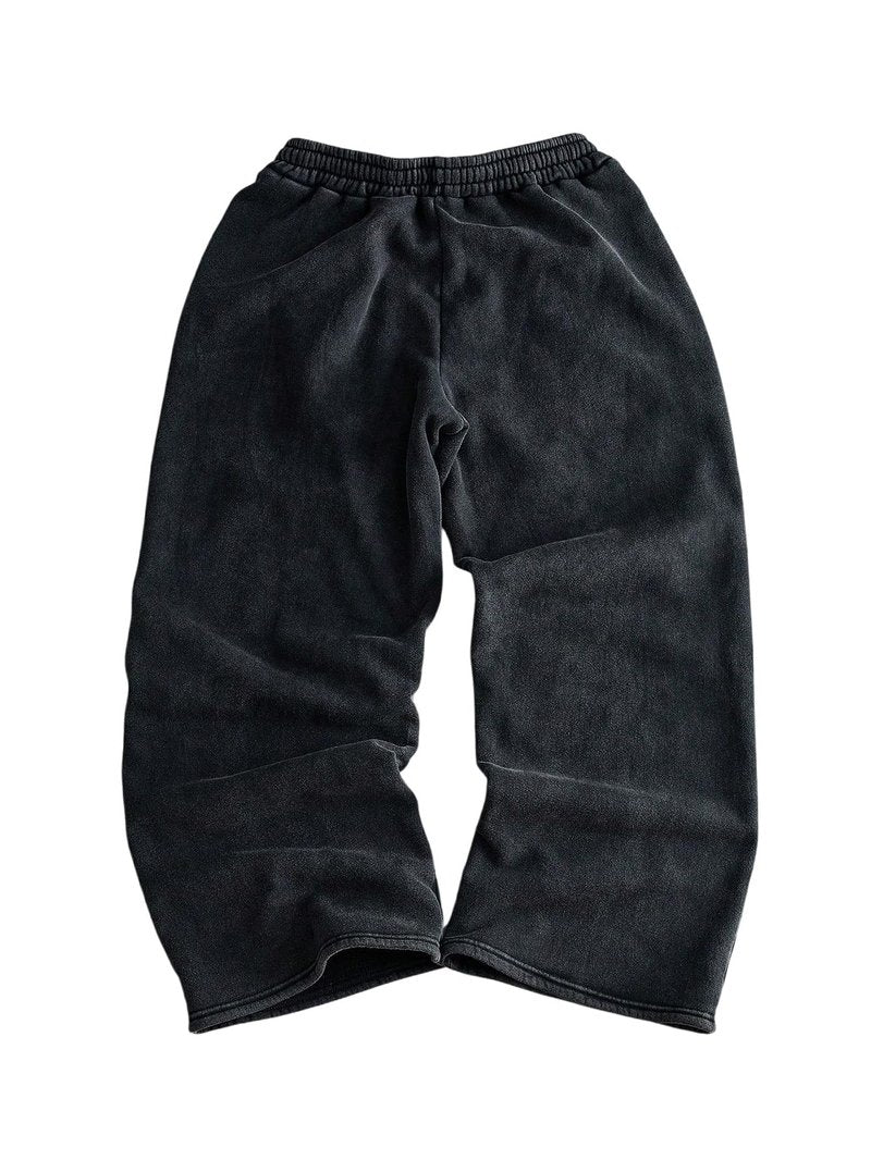 SOLY HUX Men's Baggy Sweatpants Y2k Wide Leg Drawstring Waist Emo Pants Vintage Gothic Streetwear Black Graphic Large