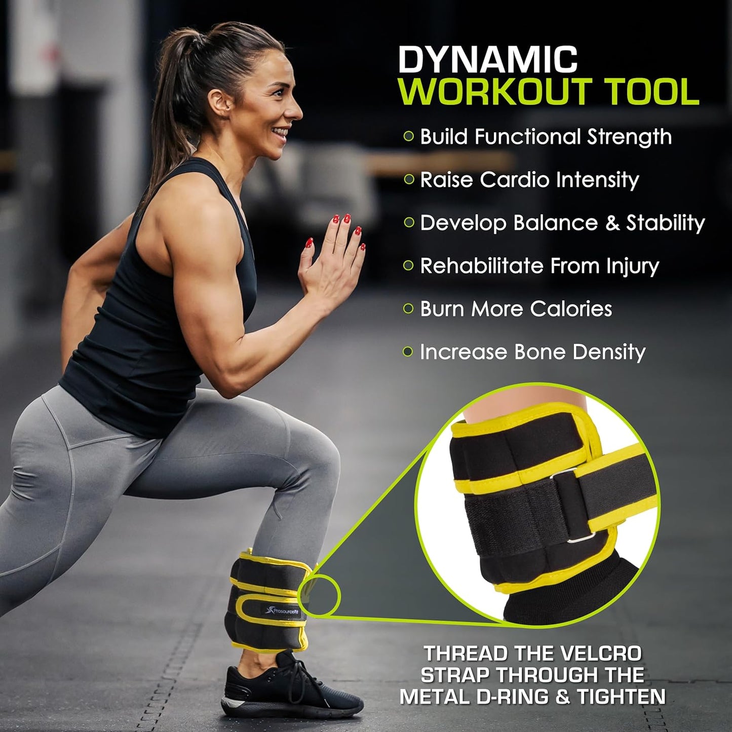 ProsourceFit Adjustable Ankle/Wrist Weights Set - 1 lb to 5 lb | Perfect for Men & Women, Versatile Training