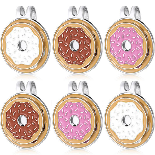 Gemscream 6 Sets Golf Ball Markers with Magnetic Hat Clips Donut Shape Magnetic Ball Marker Clips Double Layer Funny Golf Hat Bag Decoration Accessories Gifts for Women Men Golfers Players, 3 Colors