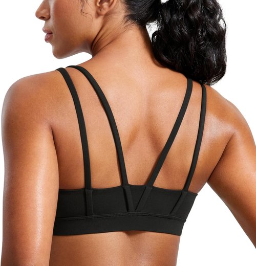 CRZ YOGA Sports Bra - Soft Butterluxe V-Neck Design with Double Spaghetti Straps | Wireless Yoga Top