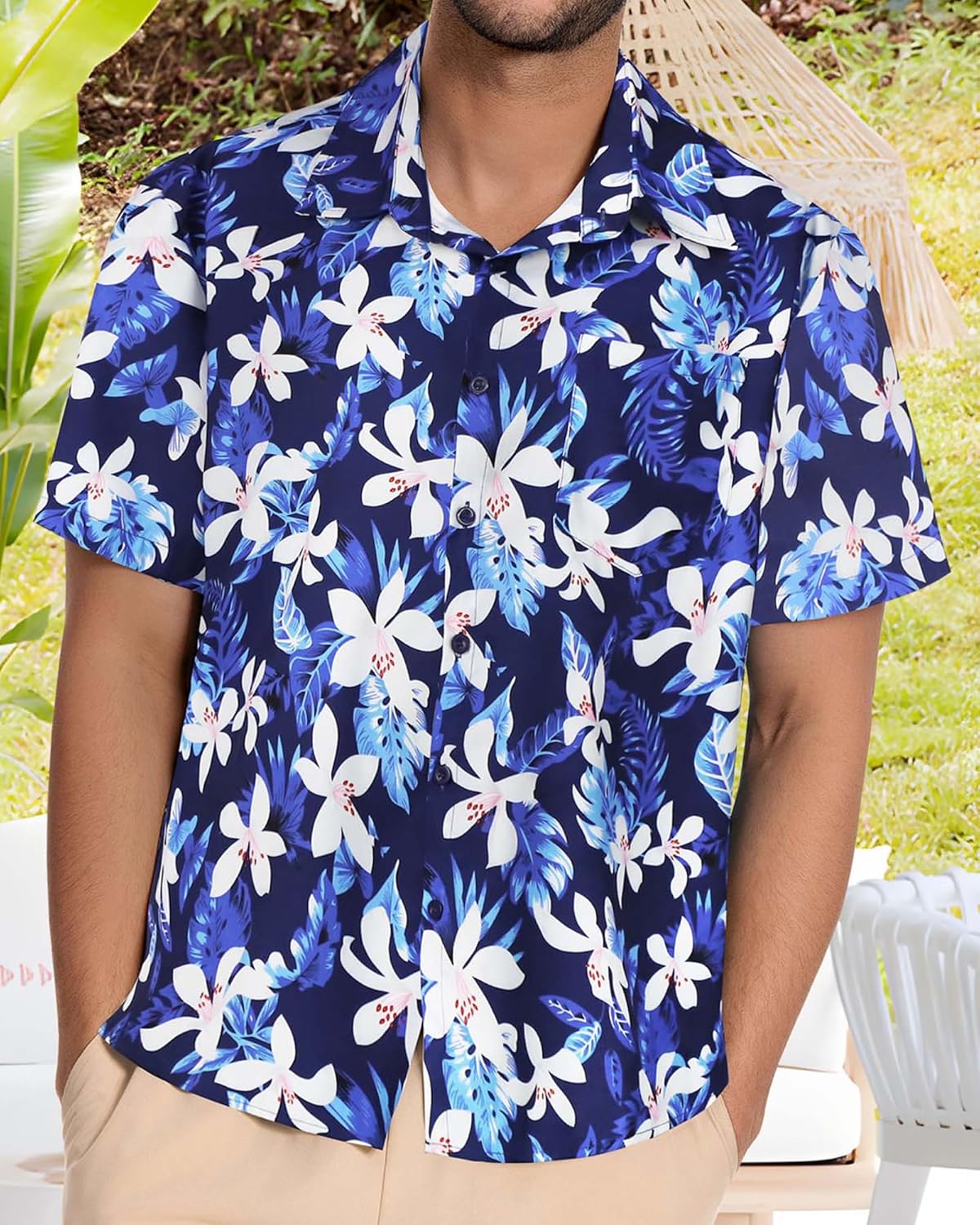 Skiennix Men's Hawaiian Shirt - Short Sleeve Casual Beach Top with Pocket | Summer 2026 Style