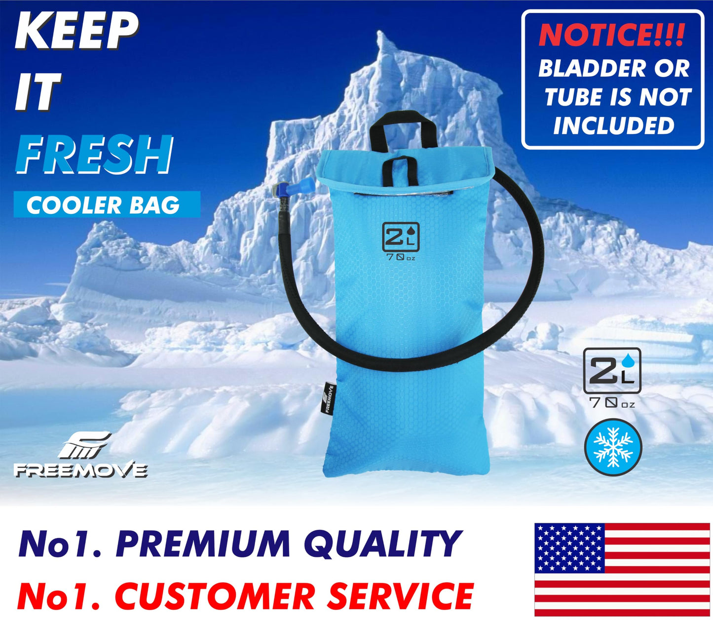 FREEMOVE 2L Sky Blue Insulated Thermo Cooler Bag