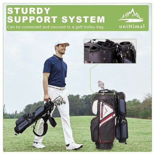 UNIHIMAL Sunday Golf Bag with Stand, 3.2 Lbs Lightweight Pitch and Putt Carry Bag with Cooler Pocket, Portable Driving Range Club Case for Men Women, Fits 5-6 Clubs, 31.5 Inch, Dark Black