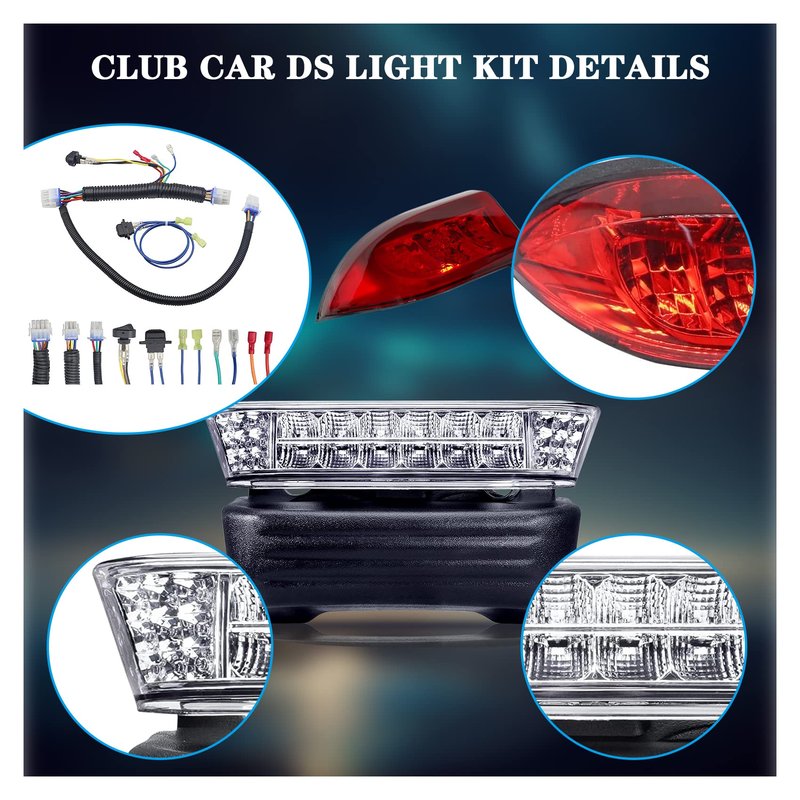 Club Car Precedent LED Light Kit with Head & Tail Lights - Fit for 2004-Up Golf Carts