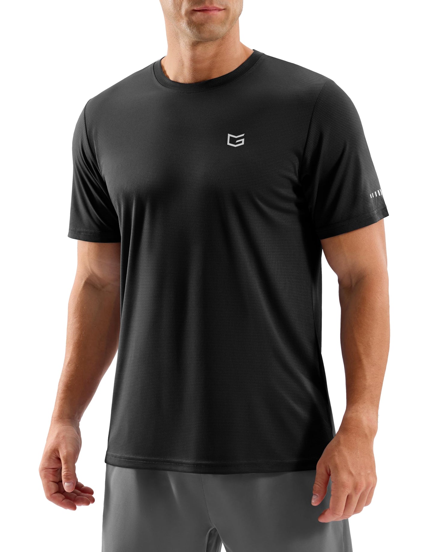 Men's Workout Breathable T-Shirts Dry Fit UPF 50+ Sun Shirts Quick Dry Cooling Tee for Athletic, Running, Hiking (Black, 2XL)